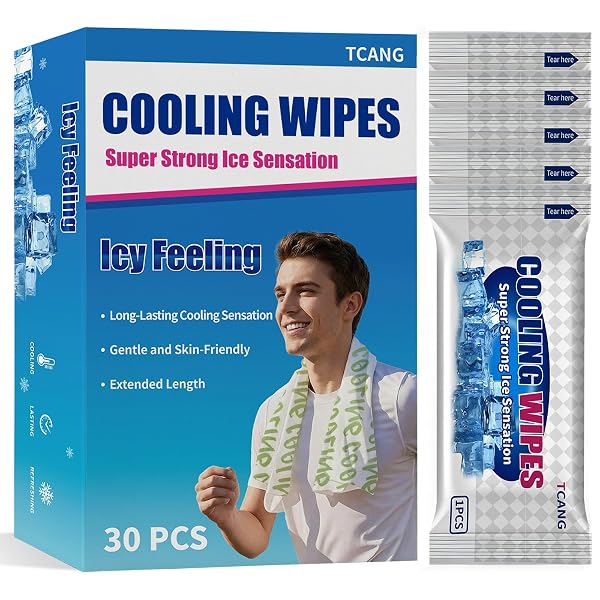 30 PACK COOLING BODY WIPES, ALCOHOL-FREE COOLING TOWELETTES...