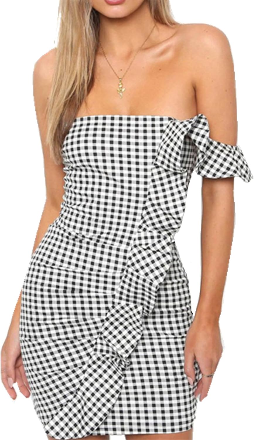 black and white checkered bodycon dress