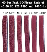STEBRUAM 13x457mm Sanding Belts 60pc Mix Grit 40-400 for Belt Sander Black view 3