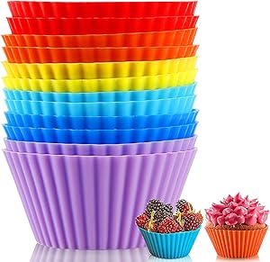 Silicone Baking Cups Reusable Muffin Liners, BPA Free Non-stick Cake Molds Set, Silicone Cup Liner Muffin Cupcake Holders Cake Baking Molds (12 PCS)