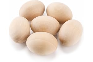 YunKo 6Pcs Wooden Fake Eggs Easter Unfinished Eggs to Paint for Crafts Home Decor