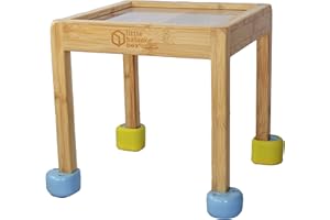 INSPIRASPARK Little Balance Box, Best Push Pull Walker Toy, 2-in-1 No Wheels Spring Feet, Wooden Walker, Girl Boy Toddler Child Activity Table, (Blue + Removeable Booties)