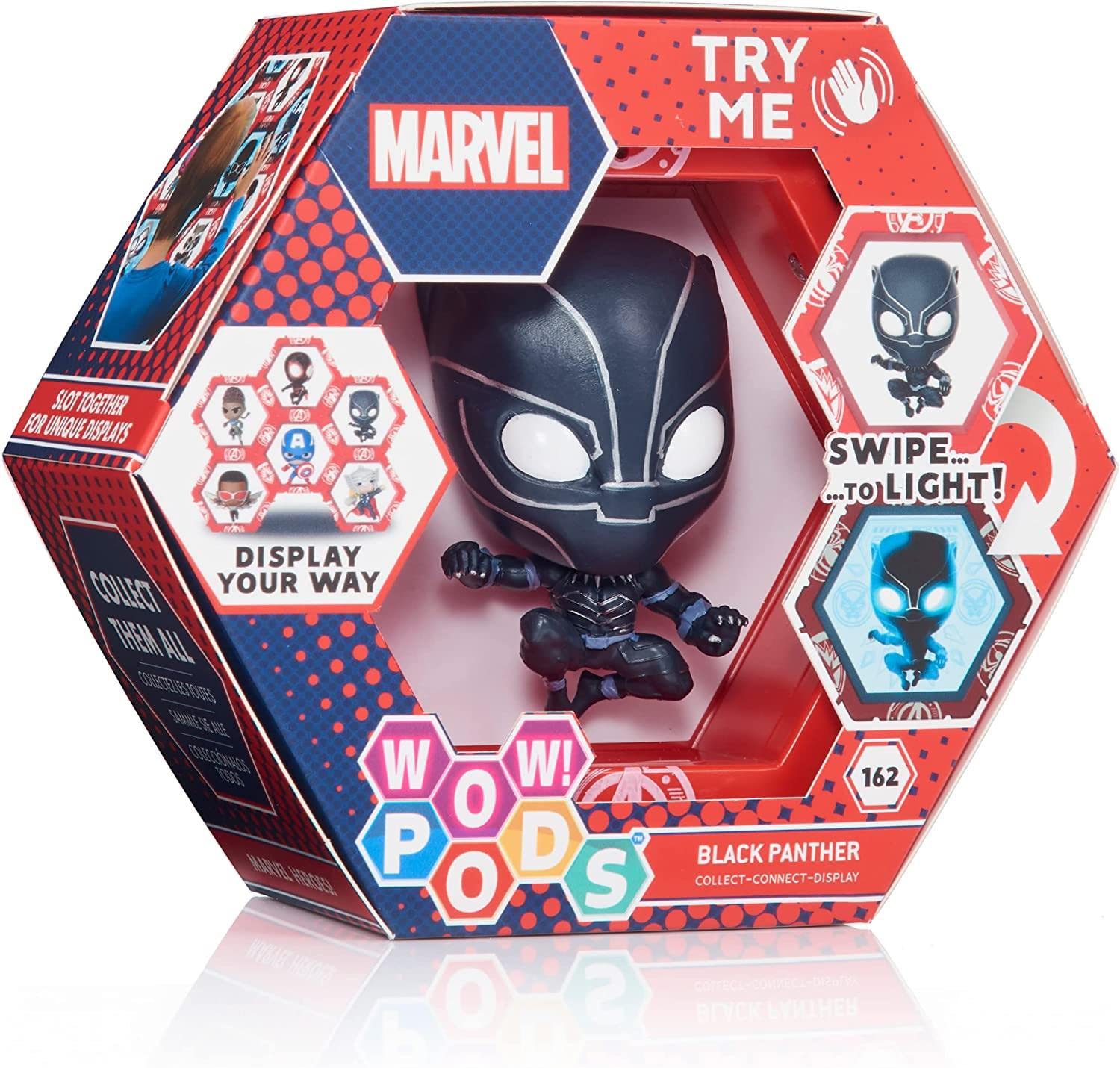 WOW! PODS Avengers Collection, Wakanda Forever Black Panther, Superhero Light-Up Bobble-Head Figure, Official Marvel Collectable Toys and Gifts