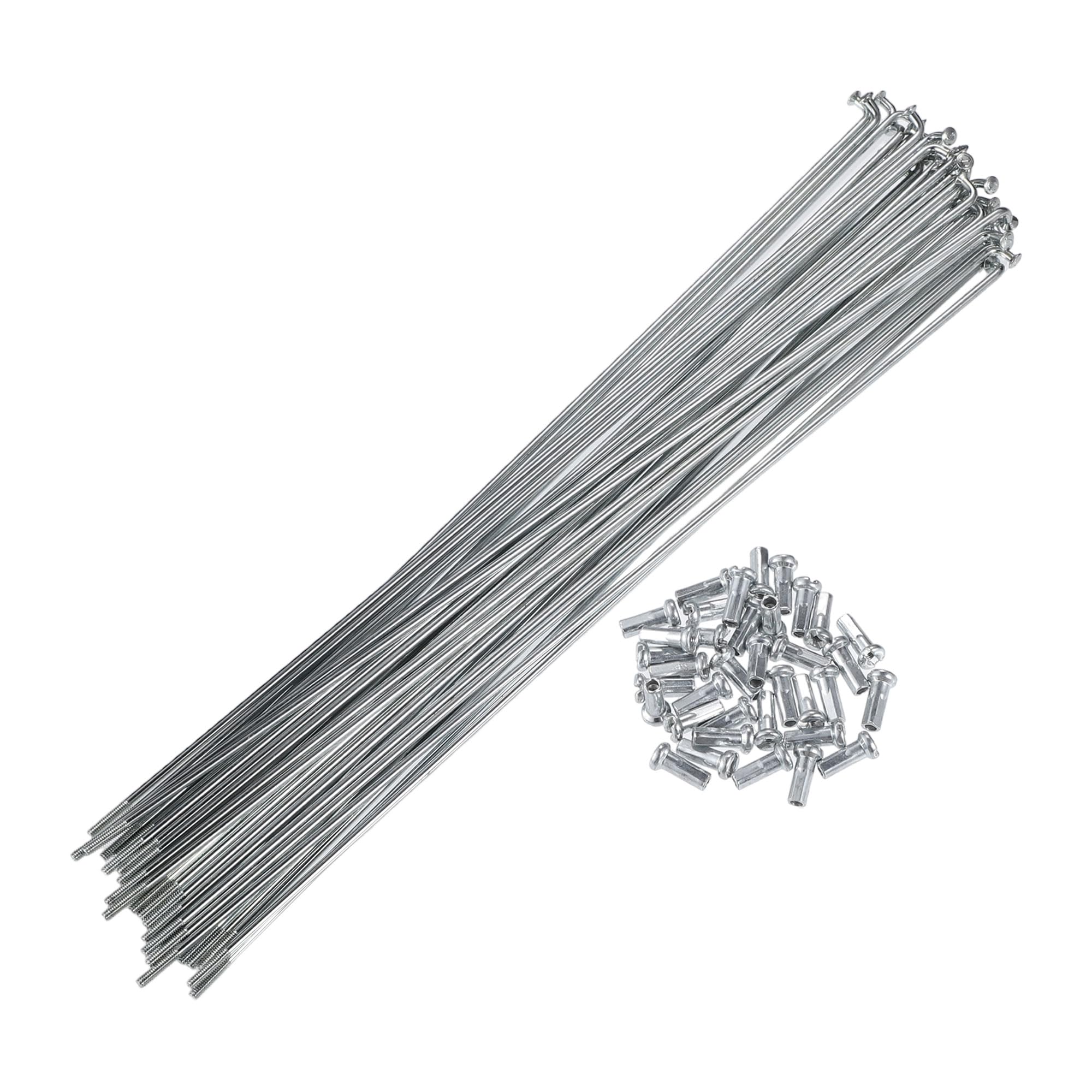 X AUTOHAUX 36pcs 14G J Bend Bike Steel Spokes 9.13" Cycle Spokes with Nipples