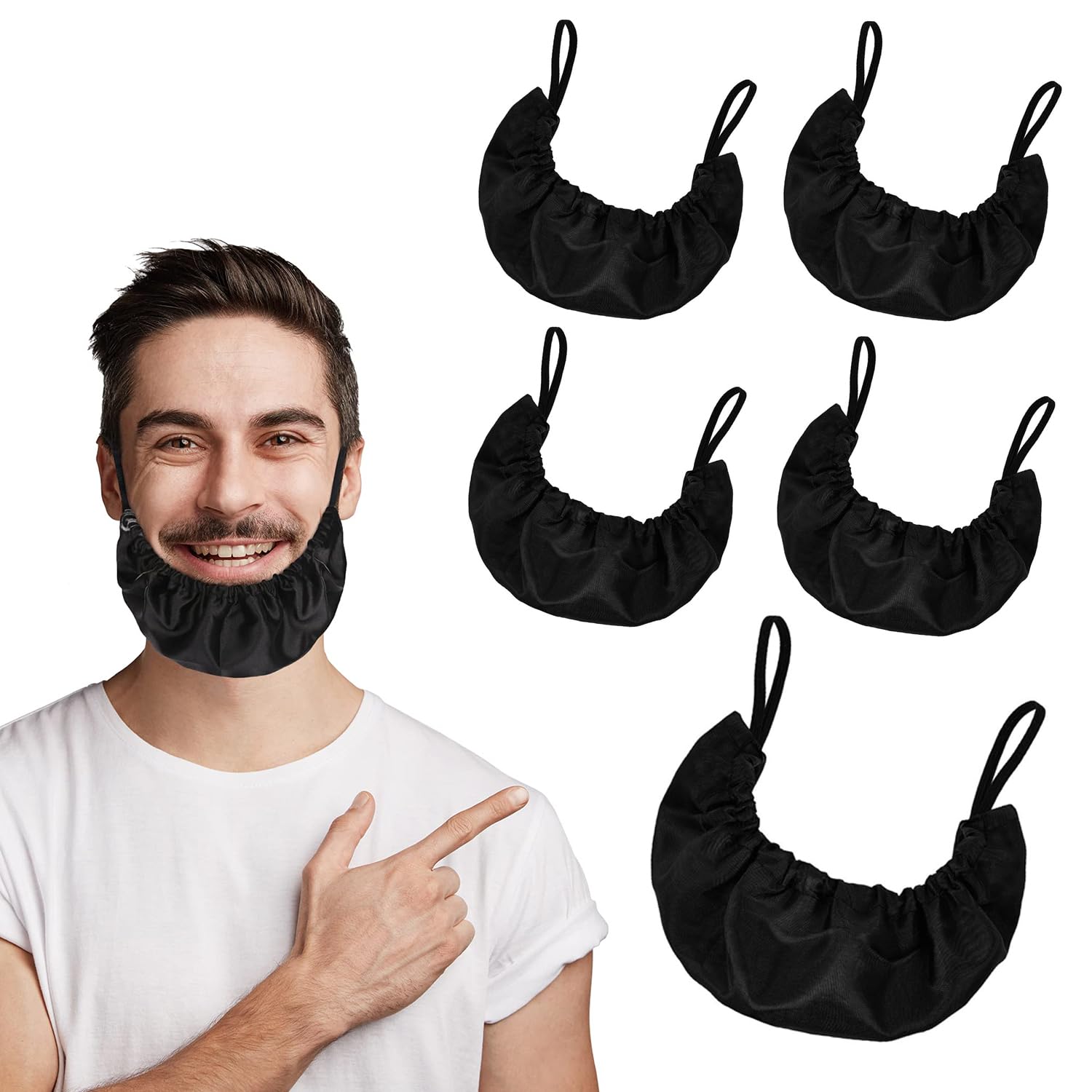 5PCS Beard Bib Beard Bandana Beard Covers, Adjustable Breathable Washable Facial Hair Apron Guard Bonnet Mens Bedtime Bib Cap