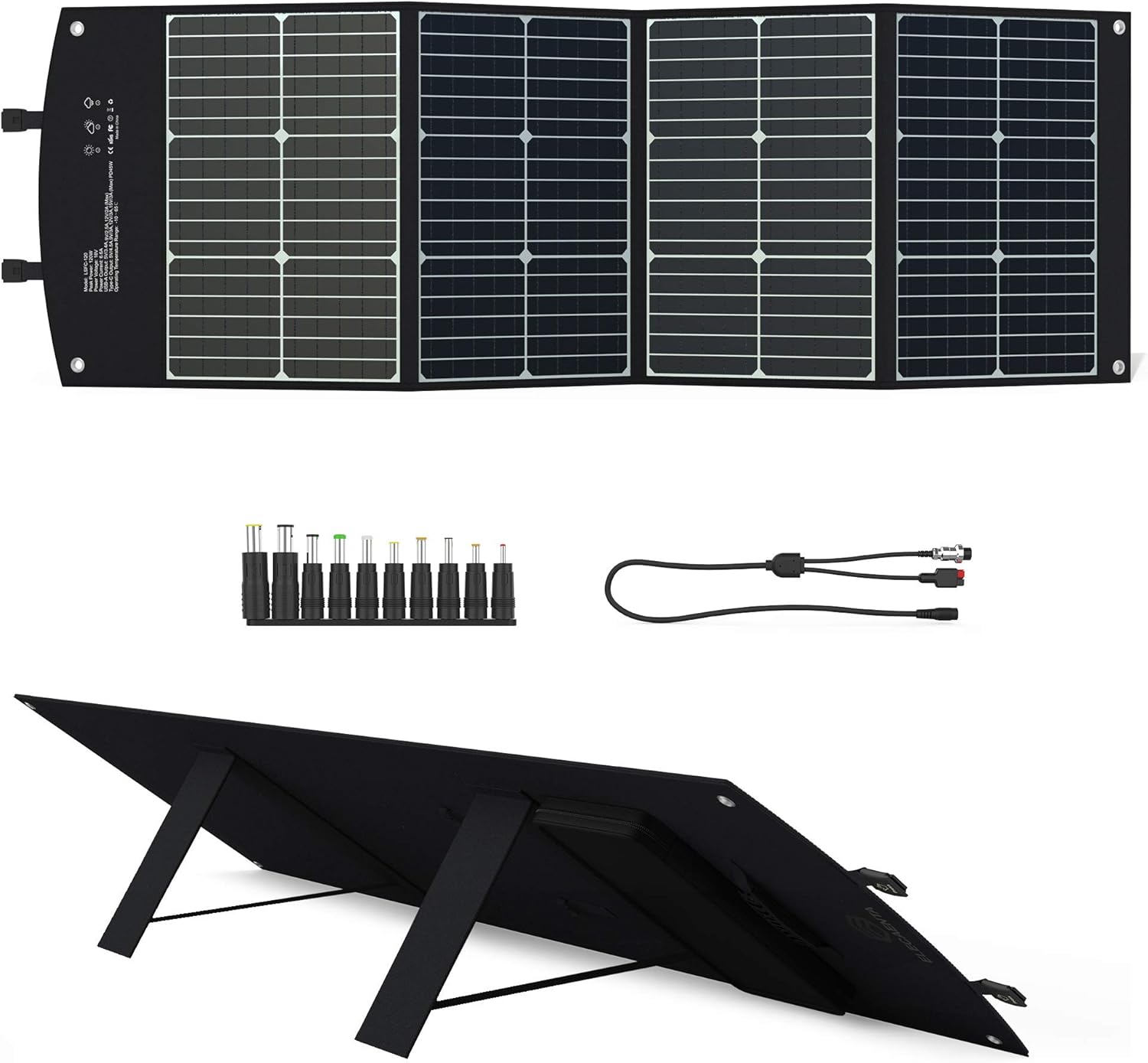 ELECAENTA 120W Foldable Solar Panel Charger Kit TypeC PD45W USB QC3.0