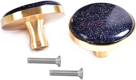 Amoystone 2pcs Gemstone Handle Pulls Decorative Door Knobs