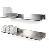 Wallniture Plat Stainless Steel Wall Shelf Heavy Duty Restaurant Bar Cafe & Home Kitchen Organization and Storage Shelf Set o