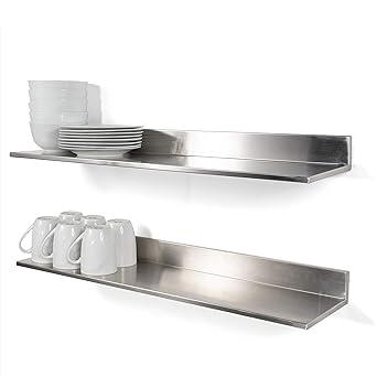 Stainless Steel Wall Mount Commercial And Home Use Premium Quality 30 75 Kitchen Floating Shelves Set Of 2 Silver Amazon Co Uk Kitchen Home stainless steel wall mount commercial and home use premium quality 30 75 kitchen floating shelves set of 2 silver