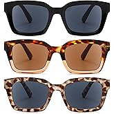 3 Pack Reader Sunglasses Square Reading Sunglasses Women Spring Hinge Stylis Ladies Full Lens UV400 Outdoor