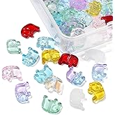 LiQunSweet 100 Pcs Two Tone Transparent Crystal Beads Glass Animal Elephant Beads for Jewelry Making