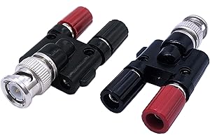 CERRXIAN BNC Male to Dual Banana Female Binding Post Jack Adapter for Oscilloscope DVM (2-Pack)(Black) (NmBf)