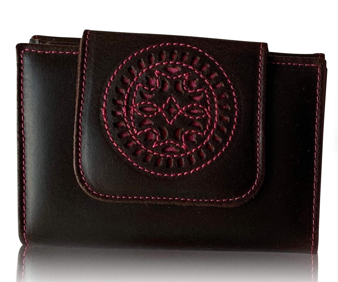 Women's Wallet for Women, Legacy Leather Pink Fuchsia Large Capacity Made in Ubrique Spain Gift Bracelet and RFID Protection Card (Small)