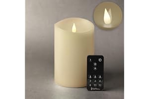 Softflame Flameless LED Candles with Remote Control, 4"x 6"Flickering 3D Moving Flame Battery Operated Candles in Real Wax Shell for Indoor Use, Home Decor Ivory