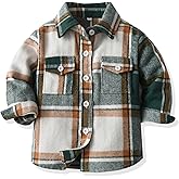 Yaopelky Toddler Boy Flannel Plaid Shirt Kids Long Sleeve Button Down Jacket Lapel Pocket Top Regular Fit Casual Fall Clothes