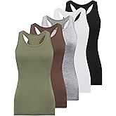 BQTQ 5 Pack Racerback Tank Tops for Women Sleeveless Workout Tank Top Ladies Undershirts Slim Fit Tanks Tops