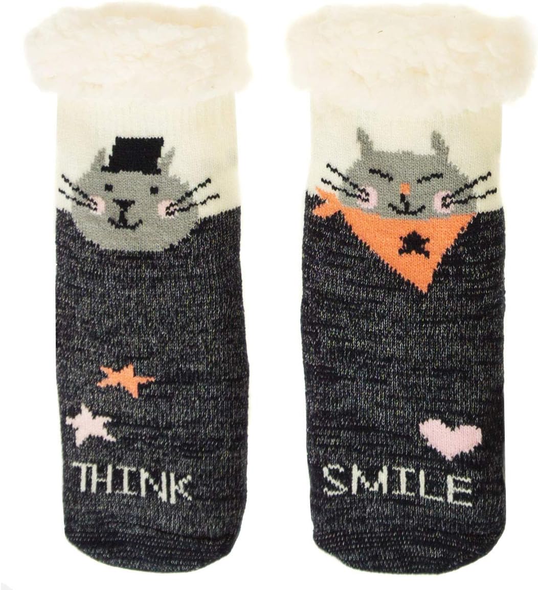 Girl's Thermal Winter Socks Sherpa Fleece Lining Anti Slip System [033]