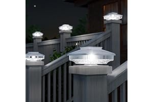 NEWMESSI 8 Pack Solar Post Cap Lights - for Solid 4x4 Wood Fence & Deck Posts - High Brightness Waterproof Outdoor Solar Lights
