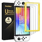 ivoler 4-Pack Tempered Glass Screen Protector Designed for Nintendo Switch OLED Model 2021&2023 with [Alignment Frame] Transparent HD Clear[Updated Version] Screen Protector for Switch OLED 7''