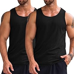 Runcati Men's Ribbed Tank Tops 2 Pack Knit