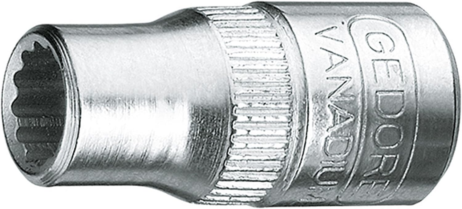 GEDORE Socket, 1/4" 6.3 mm drive, Bi-hex, 13 mm AF, Tool, D 20 13, Chrome-plated steel