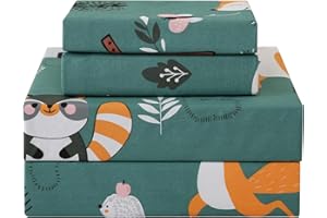 JSD Green Forest Animal Kids Sheet Set Twin Size, 3 Piece Soft Printed Microfiber Bed Sheets Deep Pocket