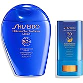 Shiseido Ultimate Sun Protector Lotion SPF 60+ (150 mL) + Clear Sunscreen Stick SPF 50+ (0.7 oz) - Lightweight, Invisible Bro