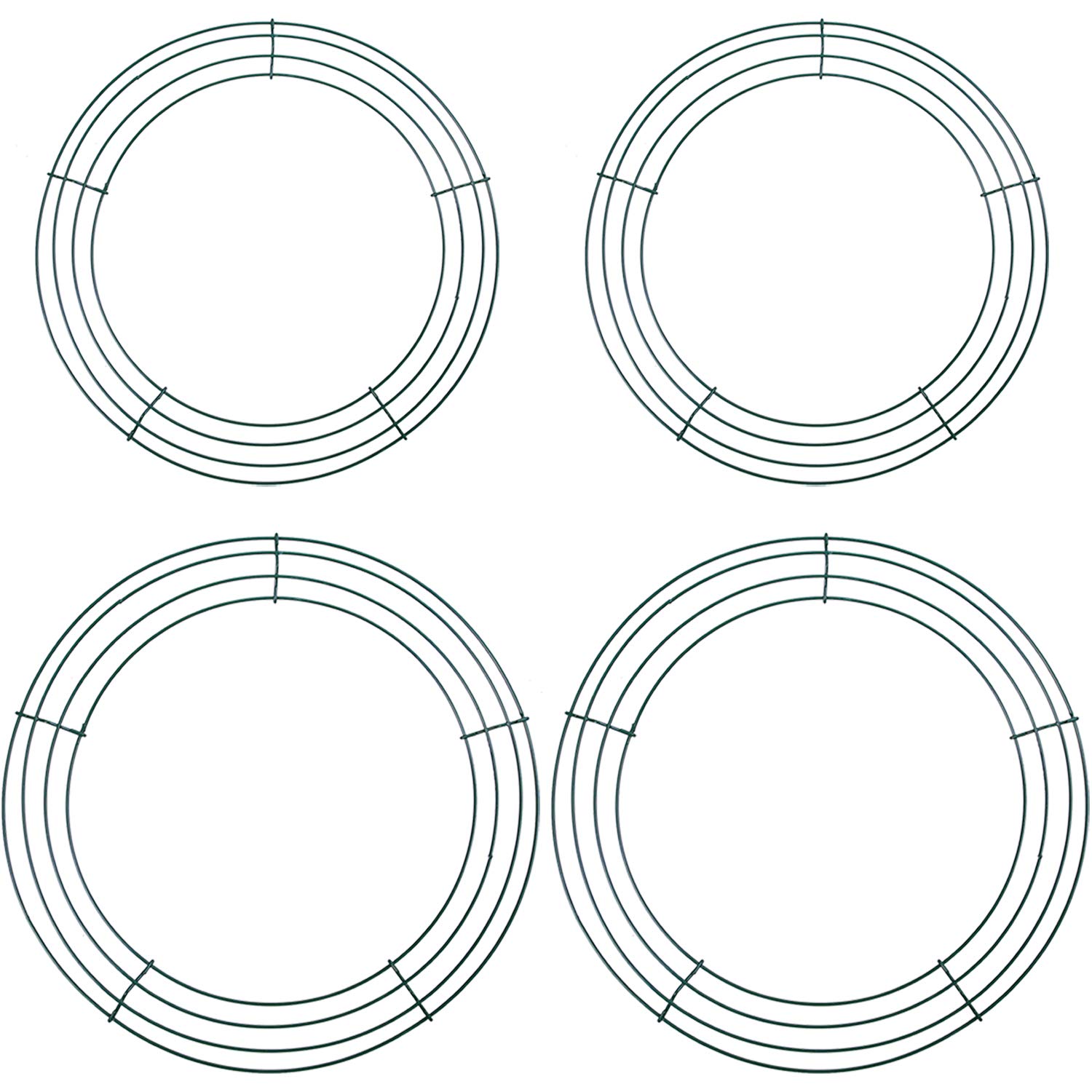 URATOT 4 Pack Metal Wreath Frame Green Wire Wreath for Christmas Wedding Holidays Valentines Garden Home Party Decorations (12-inch, 14-inch)