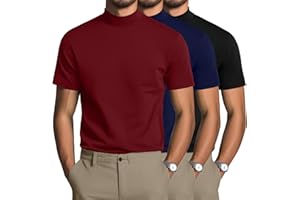 August Alley 3 Pack Men's Mock Neck T Shirts Short Sleeve Turtleneck Pullover Tops Casual Slim Fit Summer Basic Tees