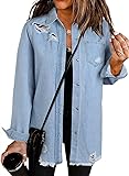 Dokotoo Jackets for Women Fashion Jean Jacket Long