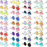 Kingdder 36 Pcs Hippie Round Sunglasses 70s Retro Classic Disco Circle Sunglasses Bulk Tinted Lens Glasses for Party Women Men (Multicolor)