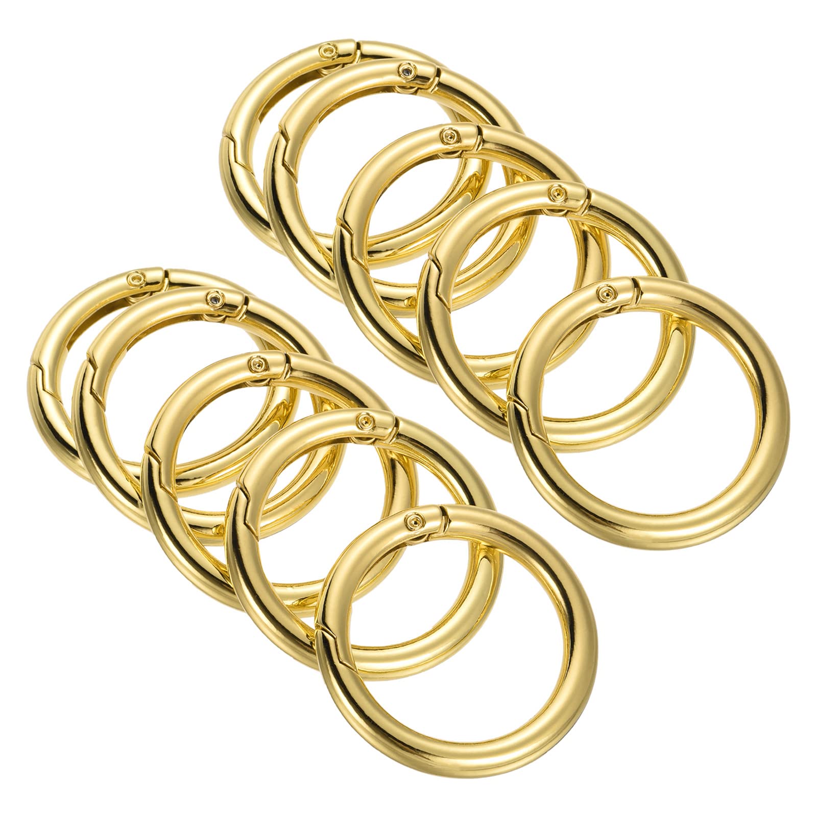 PATIKIL 42x31x5.5mm Spring Gate O Rings, 10 Pack Round Snap Clip Zinc Alloy for Keyrings Buckle, Gold