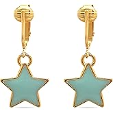 Aloha Earrings Non Pierced Gold Tone Clip On Mini Fun Star Dangling Earrings