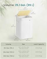 SONGMICS 95 L Laundry Basket with Lid Bamboo Handles Foldable White LCB060W01 view 6
