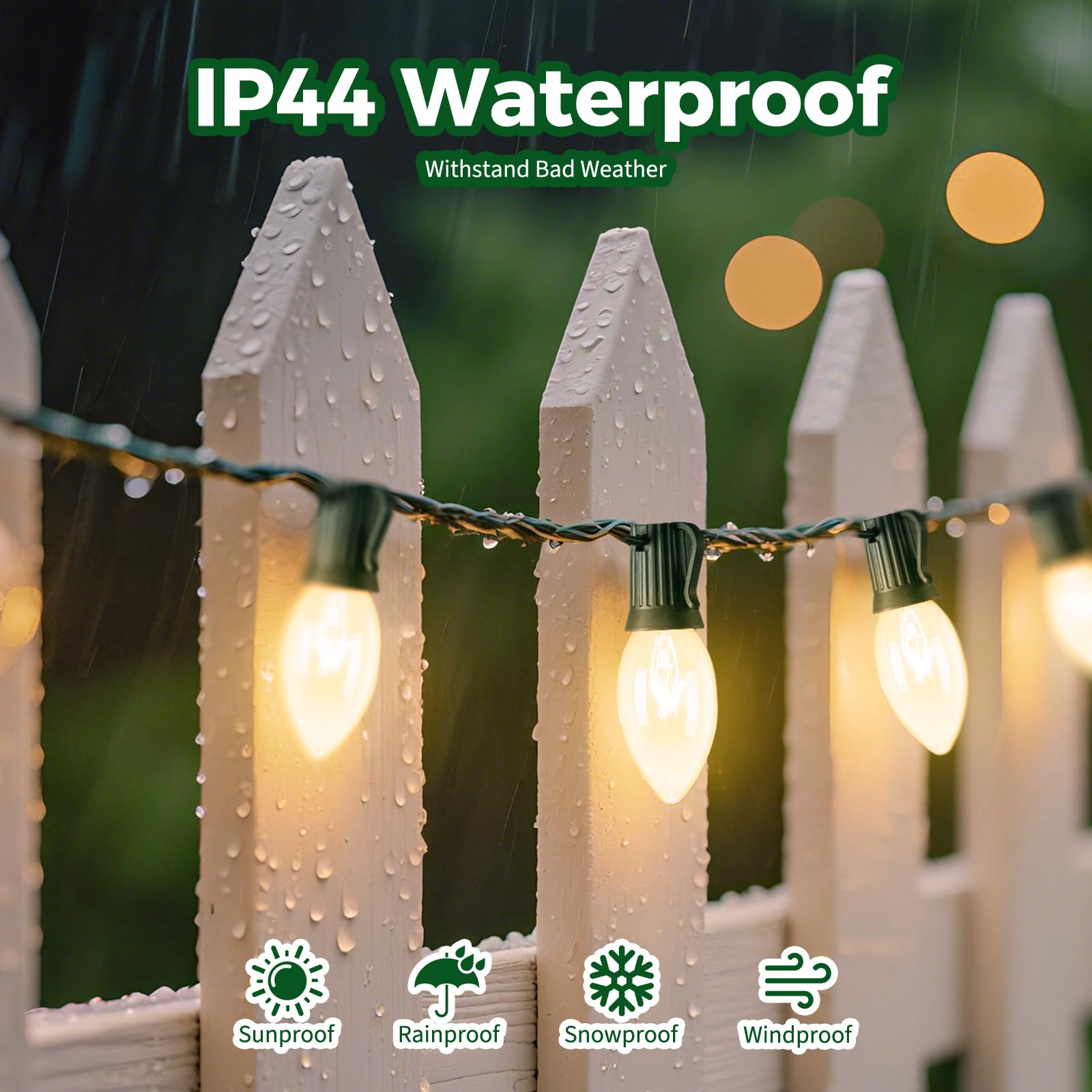 Vintage C9 Christmas Lights Outdoor, 50 FT C9 String Lights with 50 Clear Bulbs, Waterproof Christmas Tree Light for Outdoor Indoor Xmas Roofline Backyard Garden Patio Home Holiday Decor, Green Wire