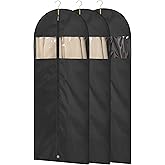 Moucas Dress Bags for Gowns, 65" Long Garment Bags for Hanging Clothes, 3-Pack Foldable Dress Cover with Clear Window for Women's Coats, Formal Gowns, and Evening Dresses