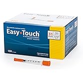 EasyTouch U-100 Insulin Syringes (31G 0.3cc 5/16") - 100ct. | Polybag, 30 Unit Capacity, Bold Markings for Accurate Dosing, 5/16" Needle, Disposable, Jeringas para Insulina