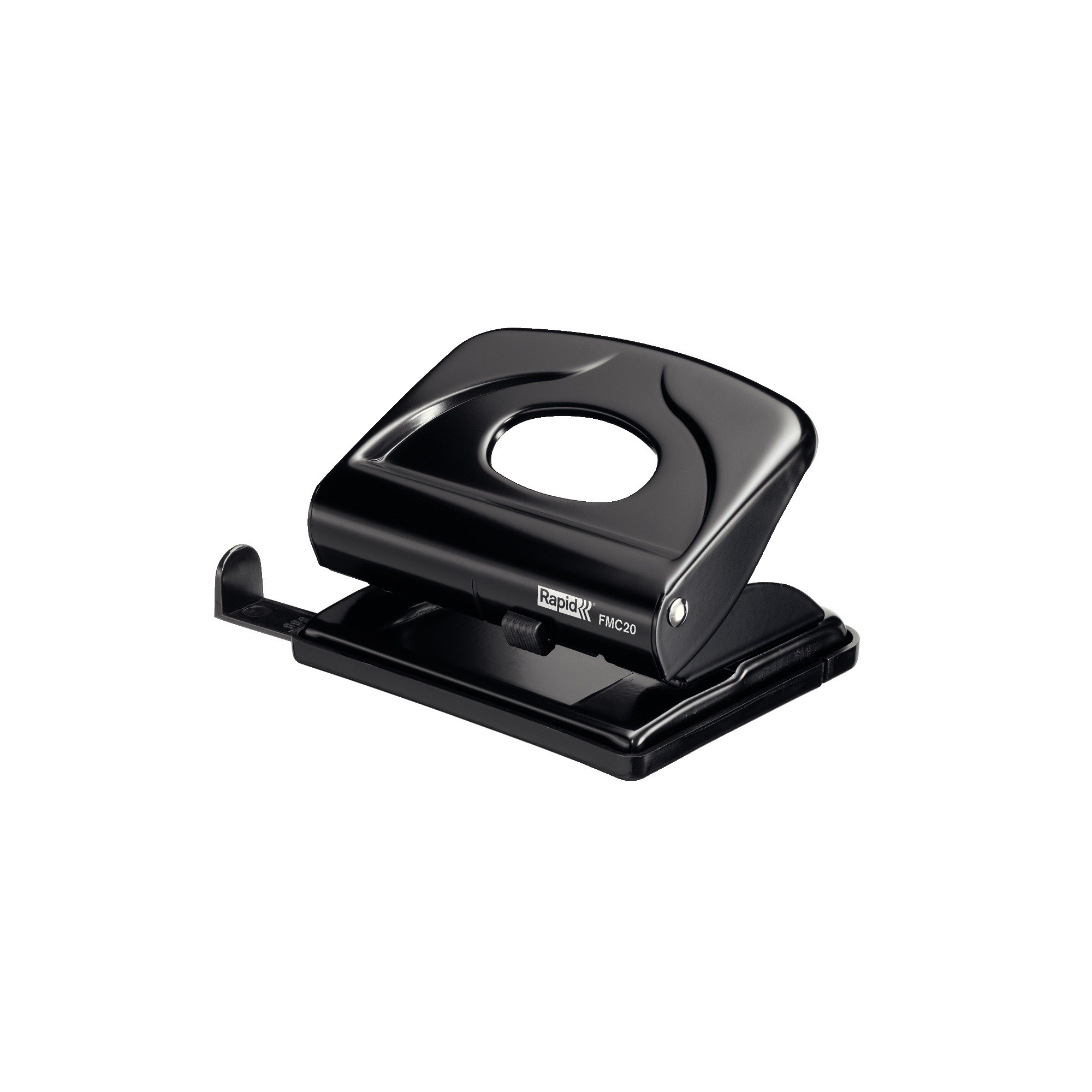 Rapid FMC20 2 Hole Punch, Punches up to 20 Sheets, Adjustable Guide Bar, Metal, Black, 21835411