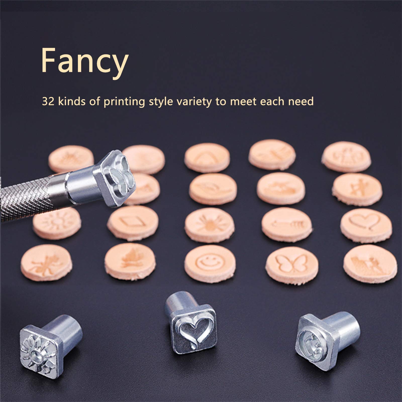 PH PandaHall 32 pcs Stainless Steel Leathercraft Metal Insect Theme Stamps Punch Set Tool with 1 pc Handle for Leather Craft Belt Bag Craft DIY Jewelry Marking