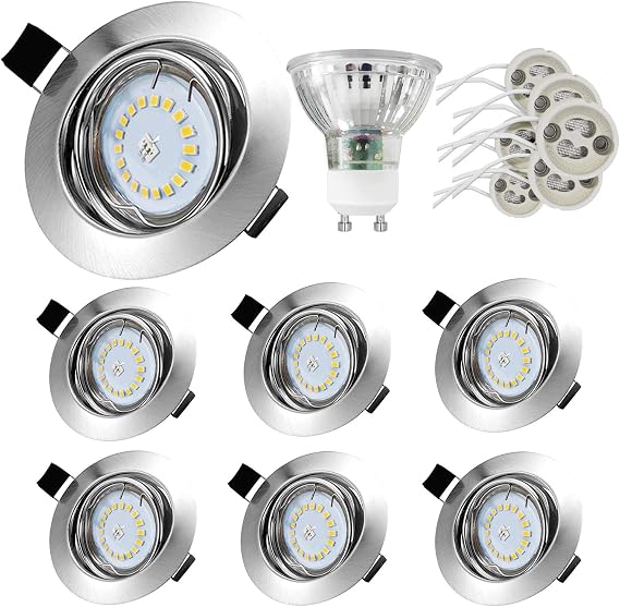 Spot LED Encastrable Blanc Chaud 2700K - 6x GU10 5W Équivalent 60W - Orientable 30° - Pour Plafond Salon Et Cuisine