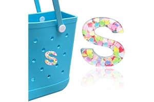 HLUWA Letter Charms for Bogg and Simply Southern Bags - Alphabet Sequin Lettering Accessories, Insert Decorative Letters for Handbag, Beach Tote