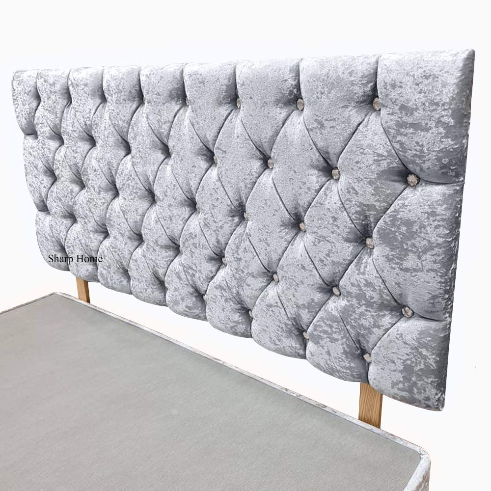 24 inch High Chesterfield Design Diamante Quality Headboard in Silver