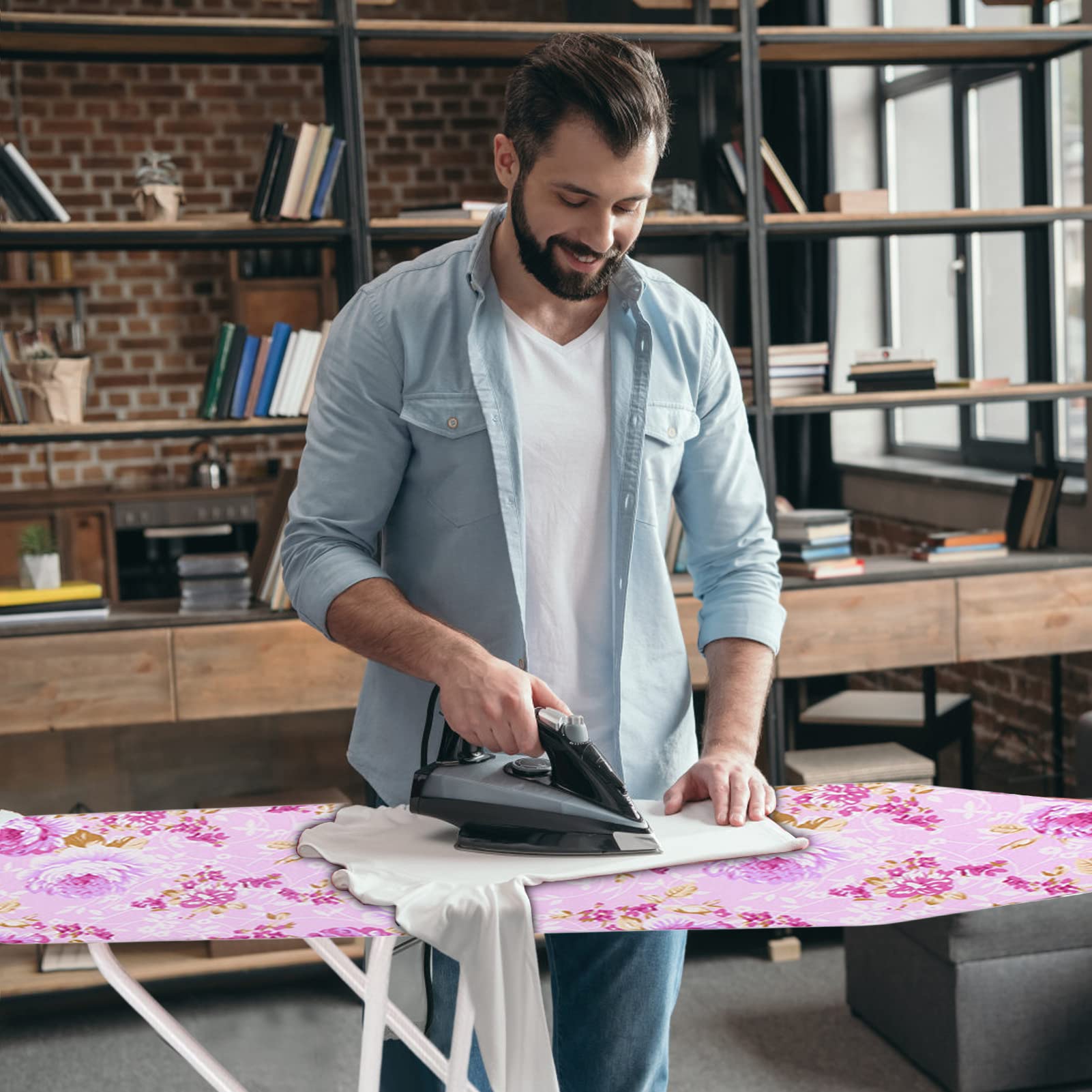 Ironing Board Extra-Wide Height Adjustable Smooth Edge Good Load-Bearing Non-Slip Wear Resistant Ironing Clothes Clothes Ironing Board with Heavy Sturdy Folding Legs