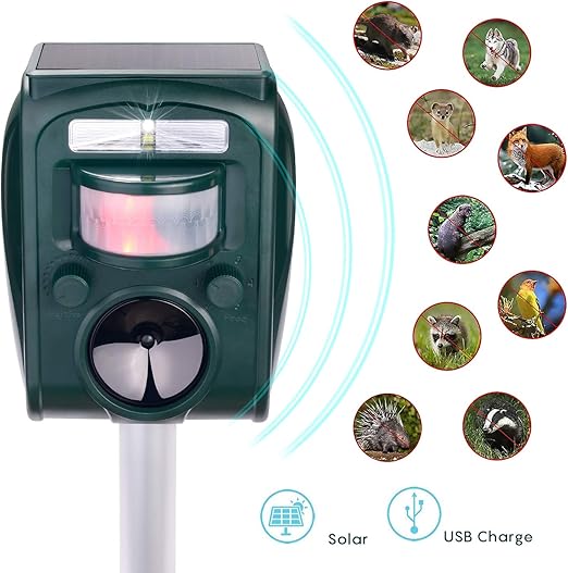 Ulikey Repulsif Chat Ultrason Solaire Chat Chien Exterieur Etanche Ultrason Chat Animaux Nuisibles Pour Repousser Protecteur De Jardin 5 Mode