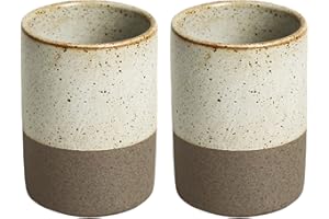 Gaolinci 2 Pcs Vintage Stoneware Style Ceramic Mouthwash Cups, Bathroom Brushing Cup, 7 Oz