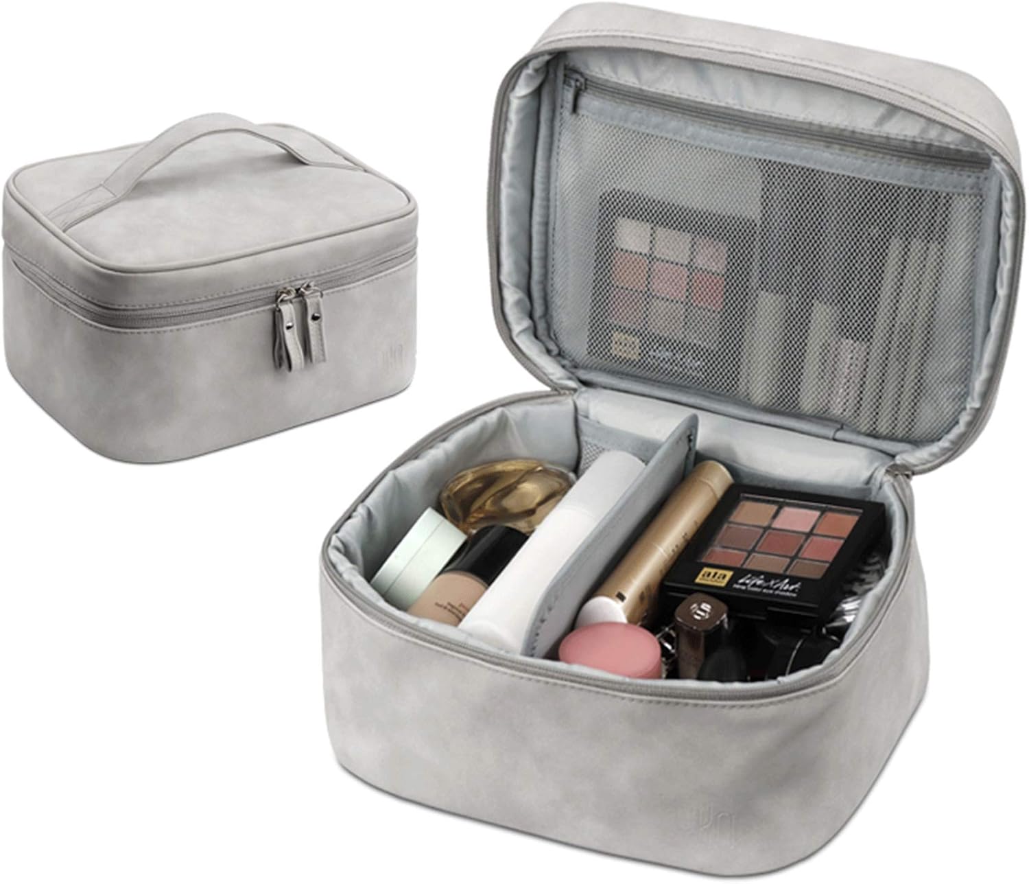 Boona Large Leather Make Up Bag PU Cosmetic Bag Waterproof Detachable