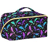 Makeup Organizer Bag, Halloween Luminous Bats Travel Makeup Bags Makeup Vanity Case Large Capacity Rhombus Cosmetic Toiletry Bag for Girl Women Ladies