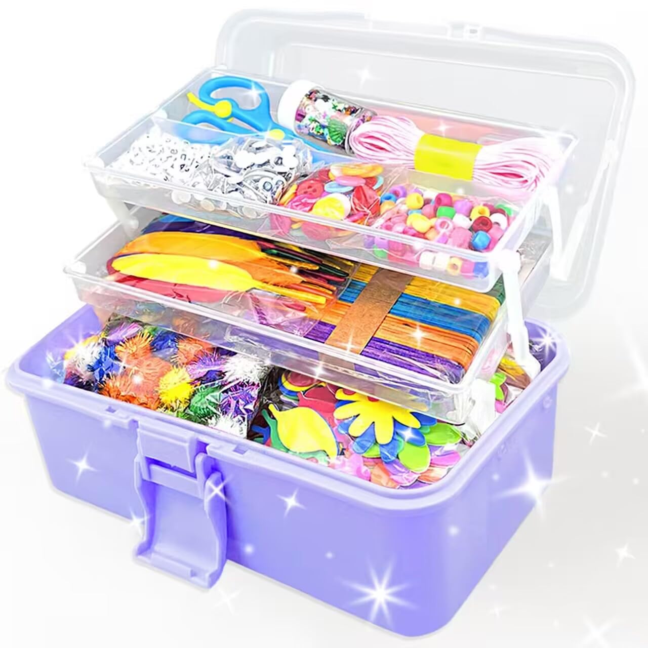 3000Pcs Arts and Crafts Supplies for Kids Crafts for Girls 8-12 Craft Kit with Pipe Cleaners Beads Crafts for Kids DIY School Supplies Set Crafting Box for Girls Boys Age 4-6, 6-8, 8-12 years Gifts