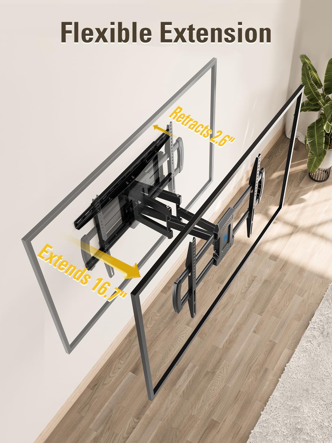 Mounting Dream TV Wall Mounts Bracket for Most 42-84 Inch TVs, UL Listed Premium TV Mount Full Motion with Articulating Arms, Max VESA 600x400mm and 100LBS, Fits 16