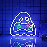Ghost Neon Sign, JGHTURIE Gamer Neon Signs for Wall Decor Gaming Light Up Blue Led Sign USB Powered Game Room, Man Cave Decor